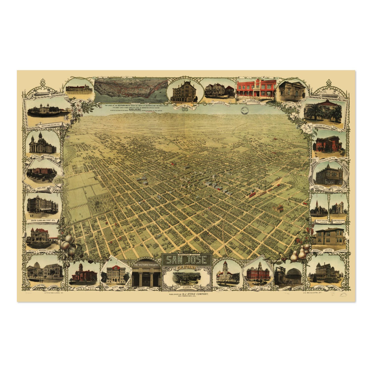 San Jose 1901 Panoramic Map poster print