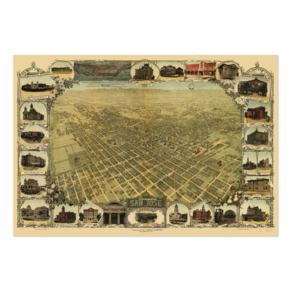 San Jose 1901 Panoramic Map poster print