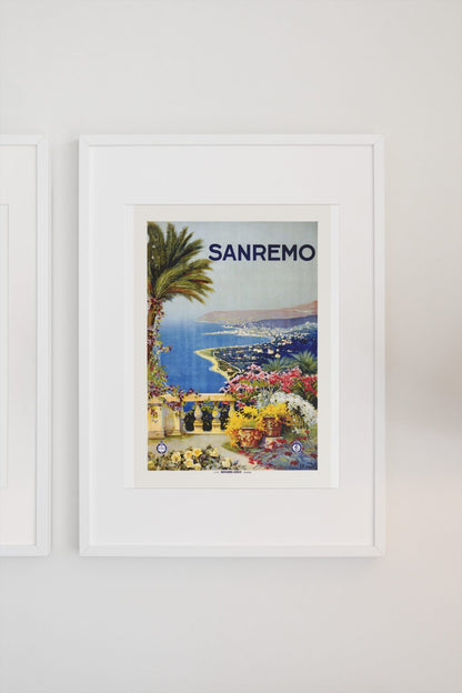 Sanremo — Italian Riviera poster on a light wall