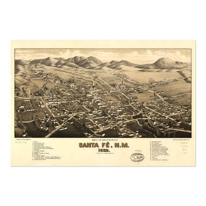 Santa Fe 1882 Panoramic Map poster print