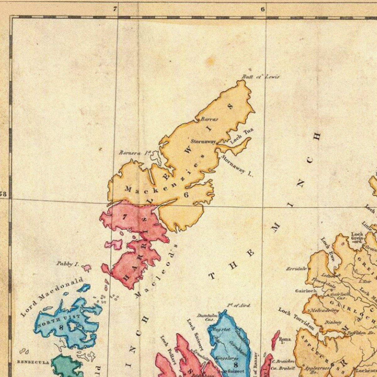 Close-up detail of the Scottish Highlands & Clans 1822 Map