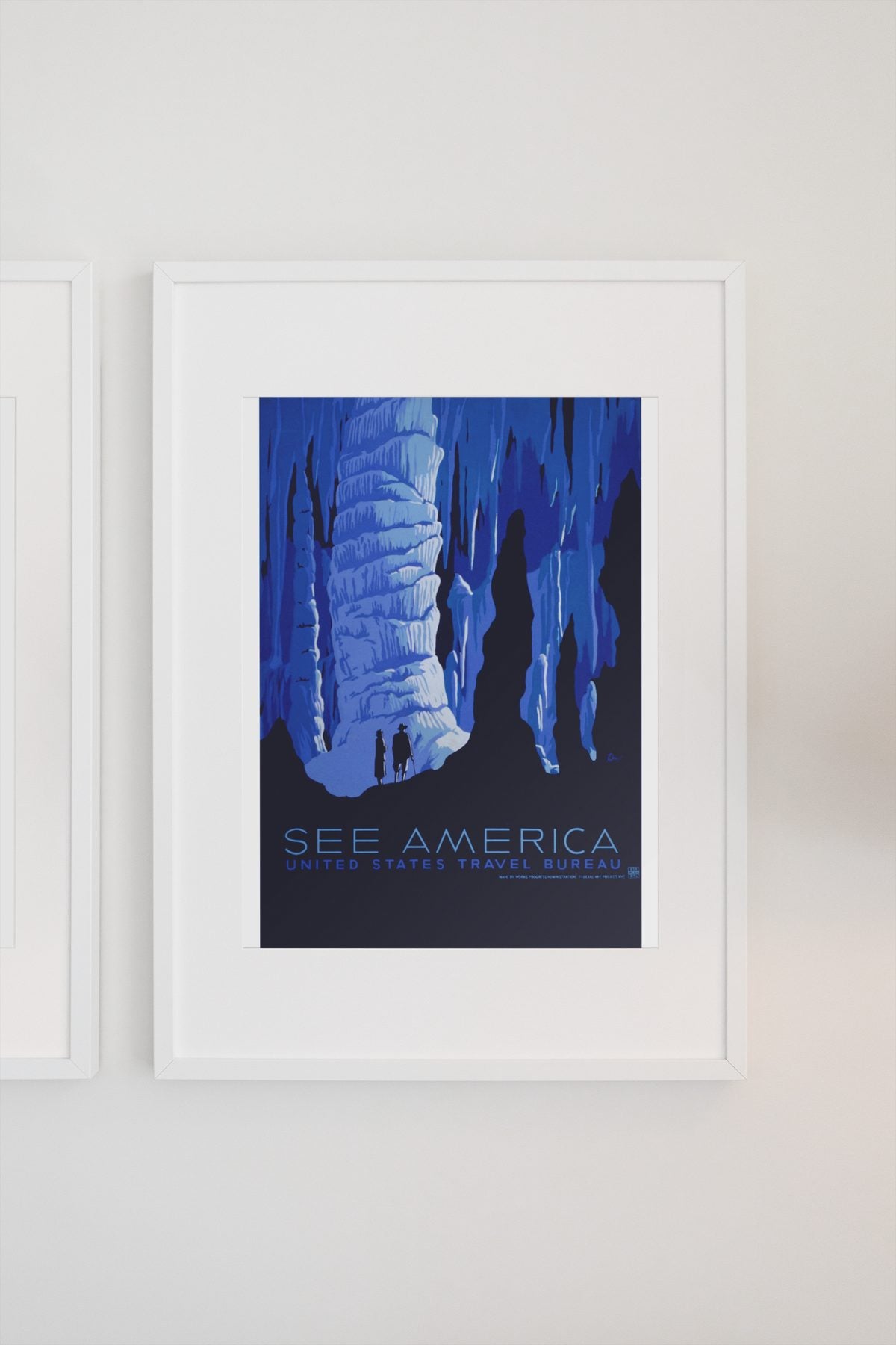 See America Caverns WPA poster on a light wall