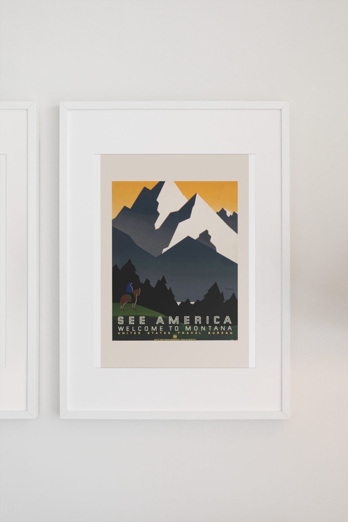 See America Welcome to Montana poster on a light wall
