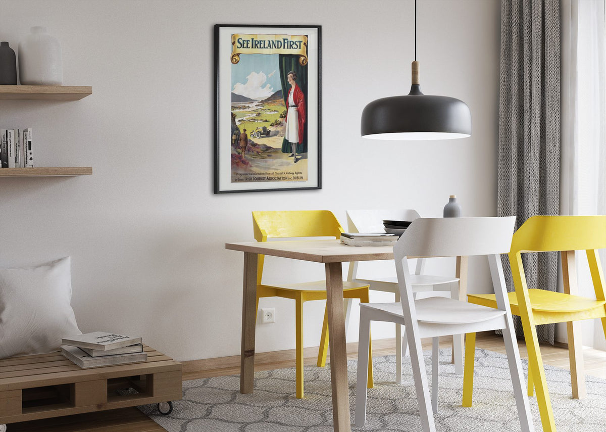 See Ireland First poster framed above a dining table