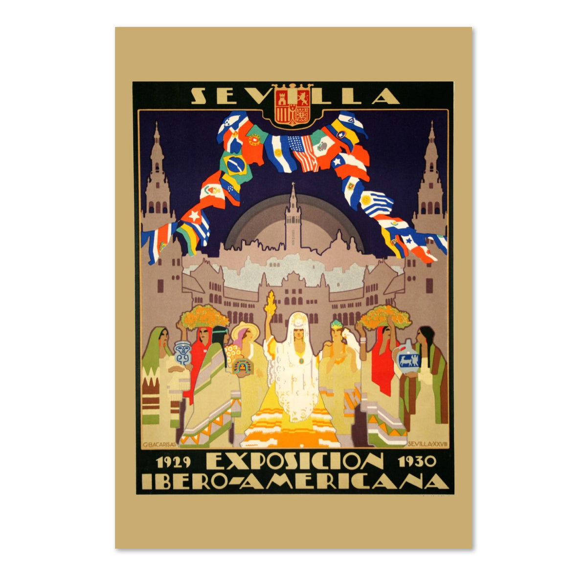 Sevilla Ibero American Exposition poster print