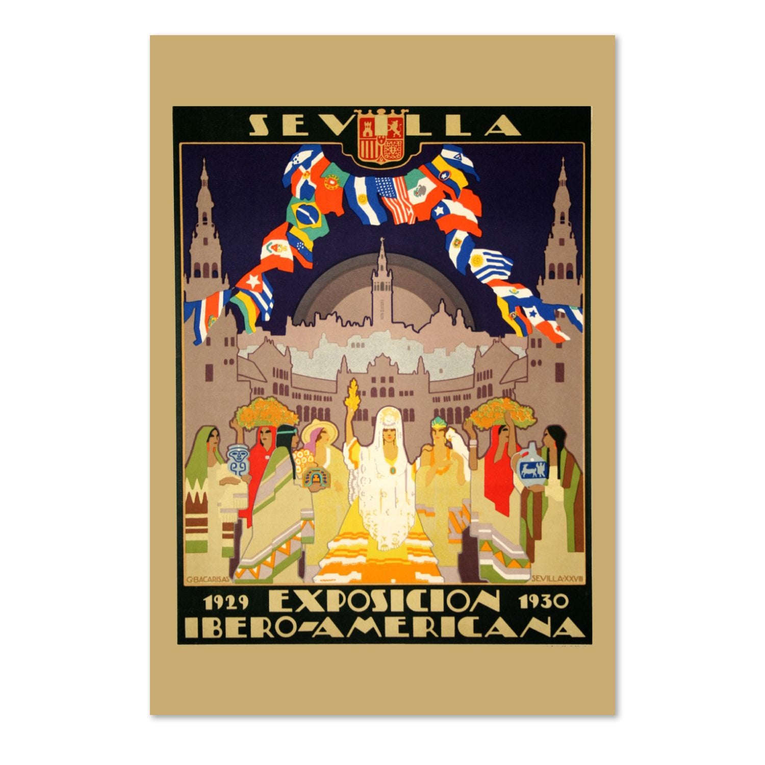 Sevilla Ibero American Exposition poster print