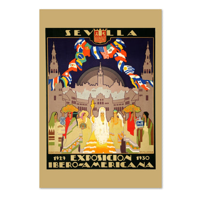 Sevilla Ibero American Exposition poster print
