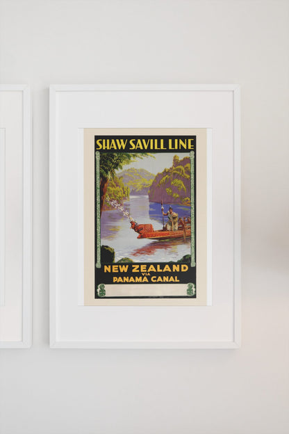 Shaw Savill Line New Zealand poster on a light wall