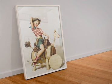 Sitting Pretty by Gil Elvgren, pin-up poster — leaning frame
