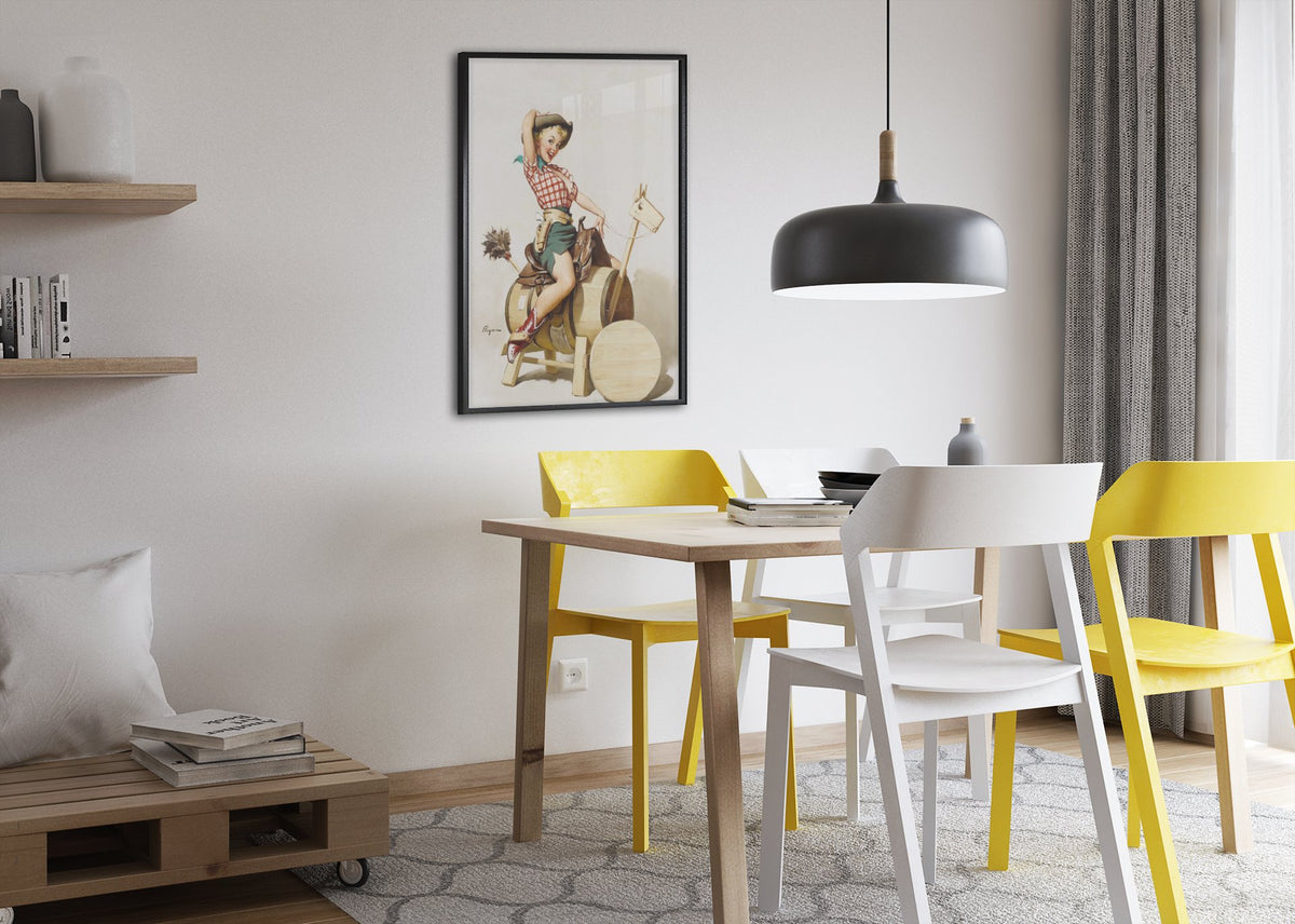 Sitting Pretty by Gil Elvgren, pin-up poster — dining room