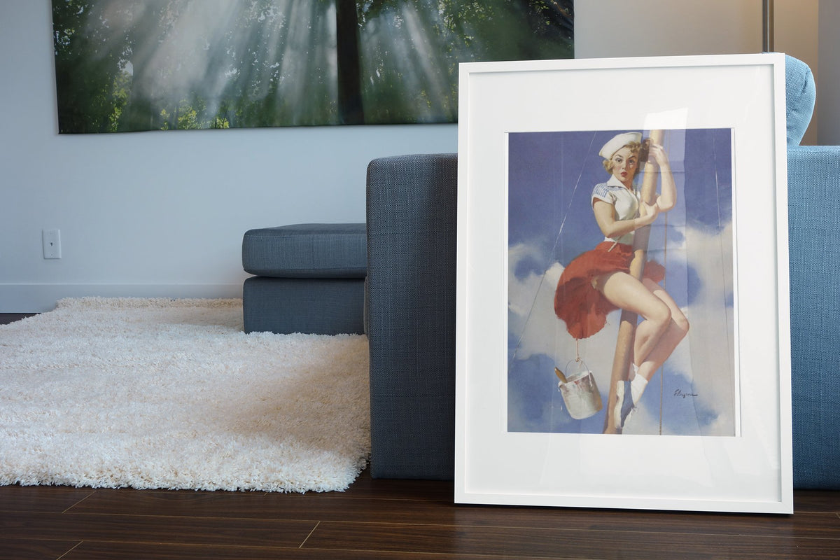 Sitting Pretty by Gil Elvgren, pin-up poster — living room wall