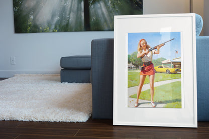 Skeet Club by Gil Elvgren, pin-up poster — living room wall