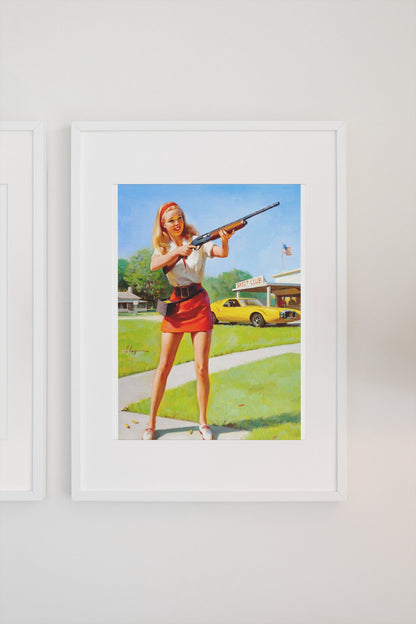 Skeet Club by Gil Elvgren, pin-up poster — gallery wall