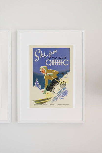 Ski Fun Quebec poster on a light wall
