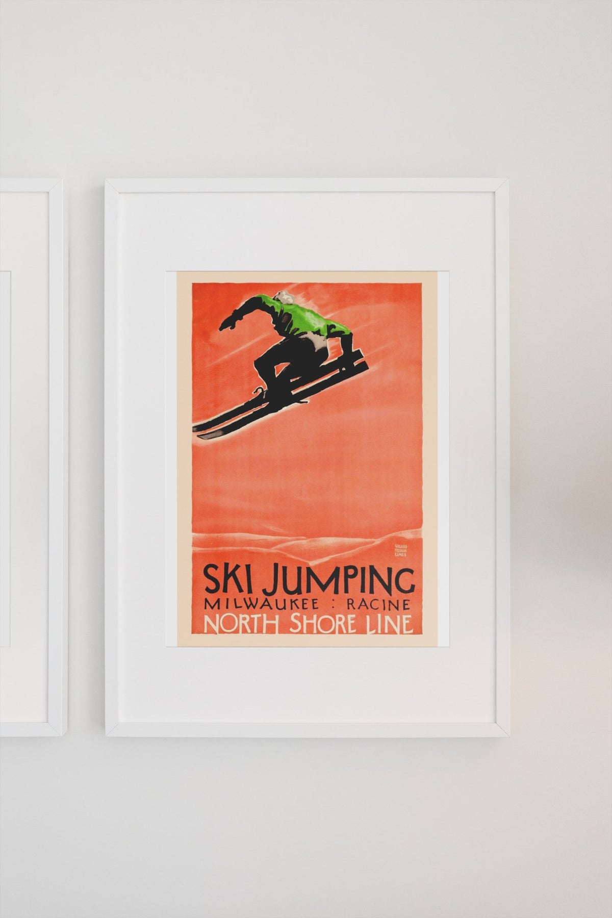 Ski Jumping North Shore Line poster on a light wall
