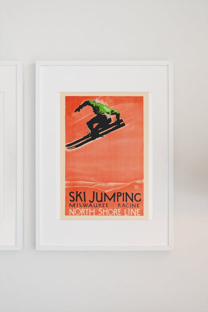 Ski Jumping North Shore Line poster on a light wall