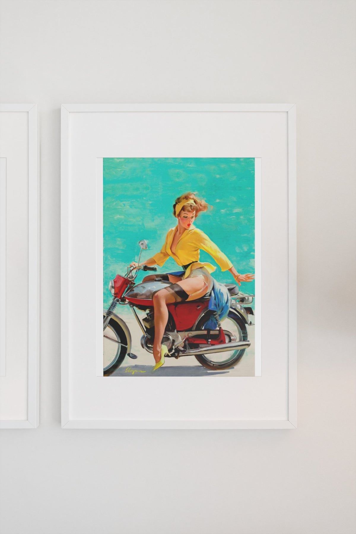 Skirting the Issue by Gil Elvgren, pin-up poster — gallery wall