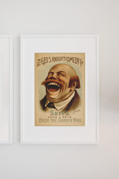 Snitz Takes a Smile poster on a light wall