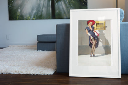 Socking It Away by Gil Elvgren, pin-up poster — living room wall