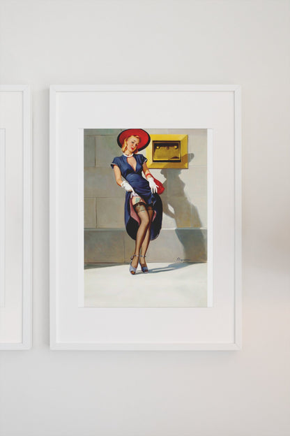 Socking It Away by Gil Elvgren, pin-up poster — gallery wall