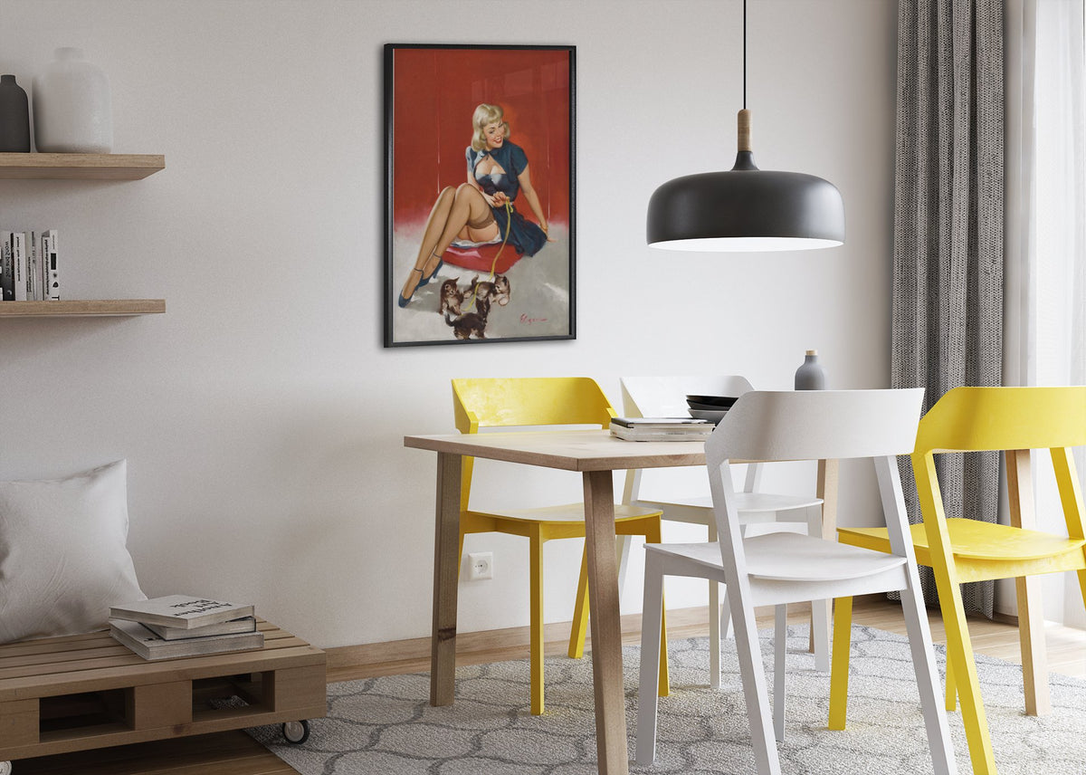 Some Cute Tricks by Gil Elvgren, pin-up poster — dining room