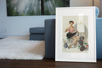 Some Help! by Gil Elvgren, pin-up poster — living room wall