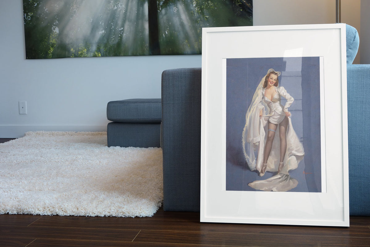 Something Blue by Gil Elvgren, pin-up poster — living room wall