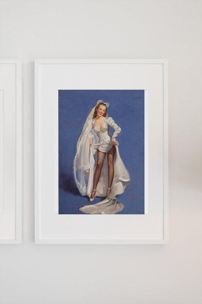 Something Blue by Gil Elvgren, pin-up poster — gallery wall