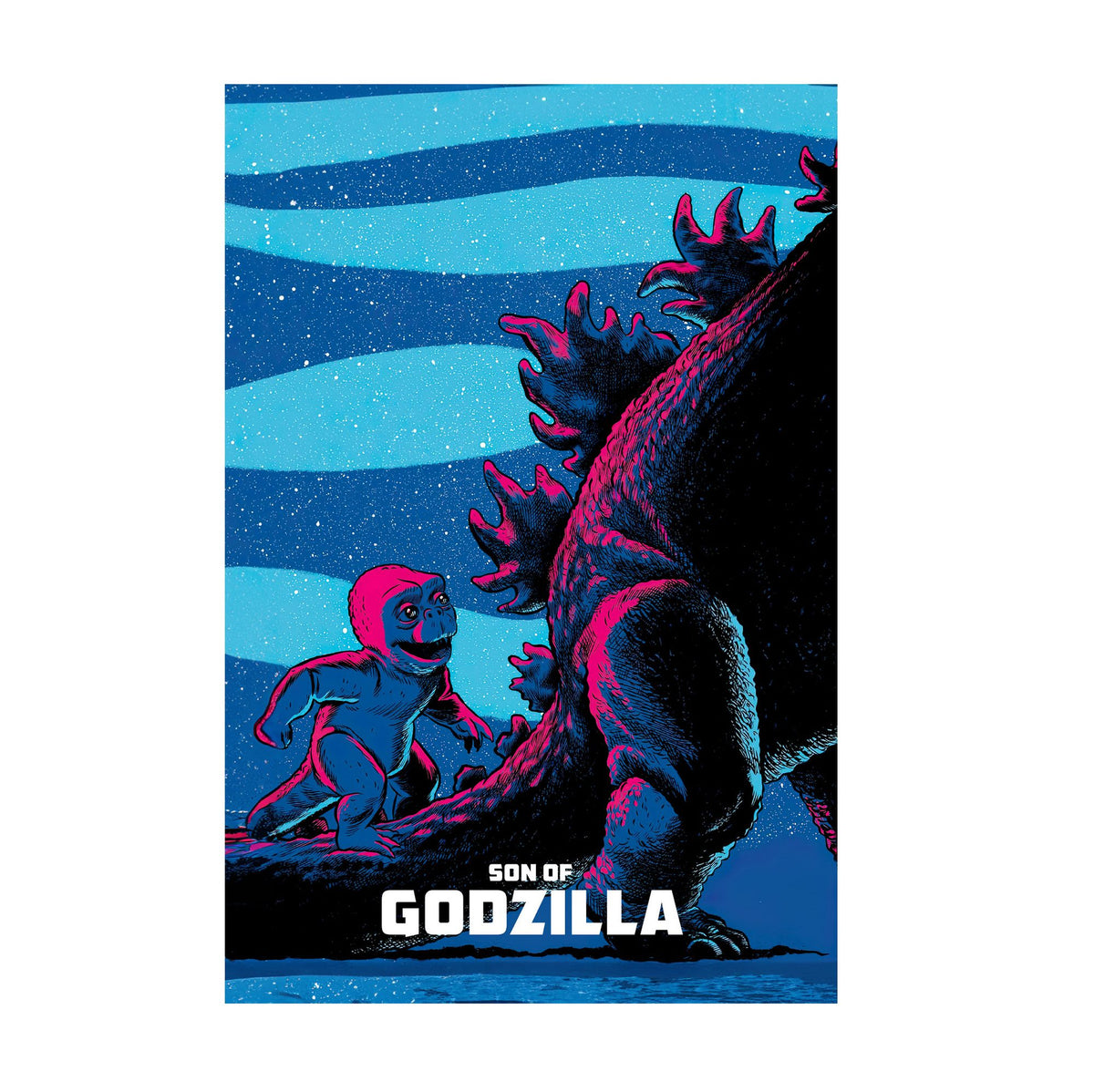 Son of Godzilla (1967) Movie Illustrated Art poster print