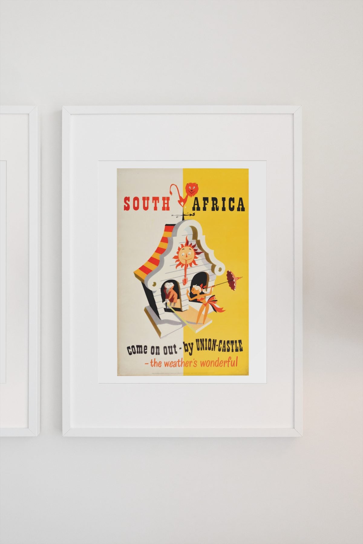 South Africa Union Castle poster on a light wall