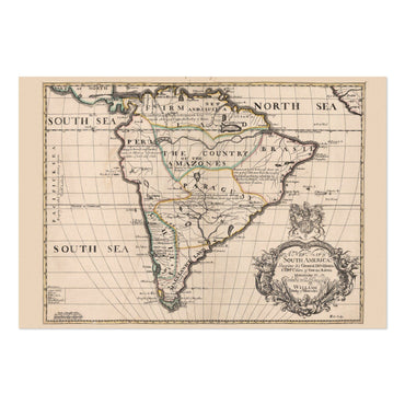 South America 1700 Map vintage print