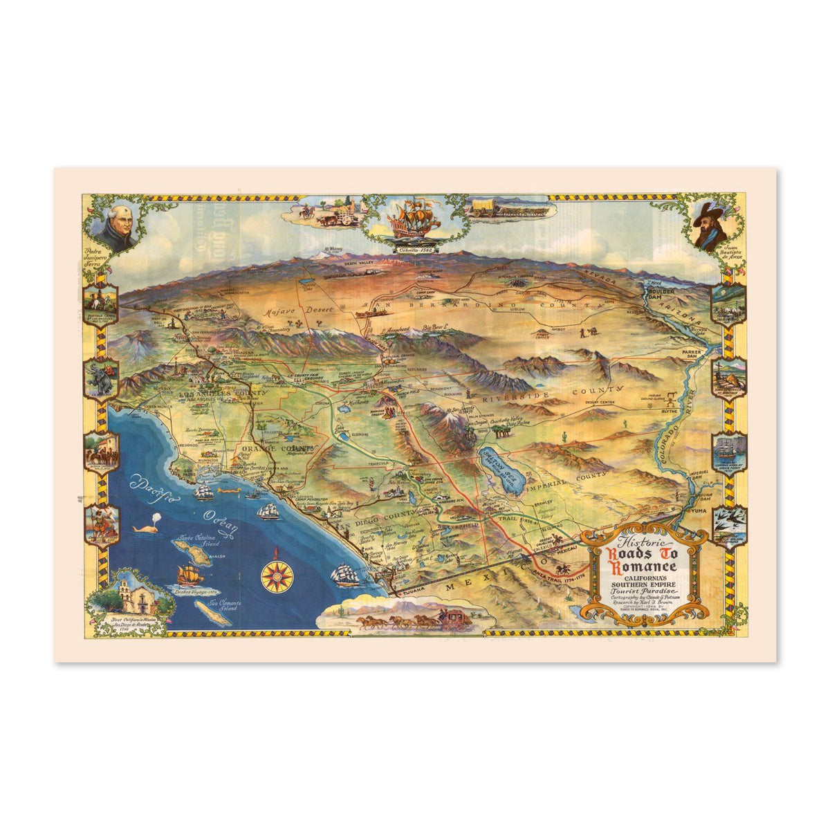 Southern California 1946 Map vintage print