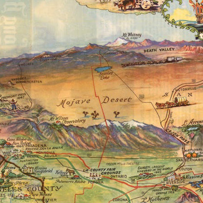 Close-up detail of the Southern California 1946 Map