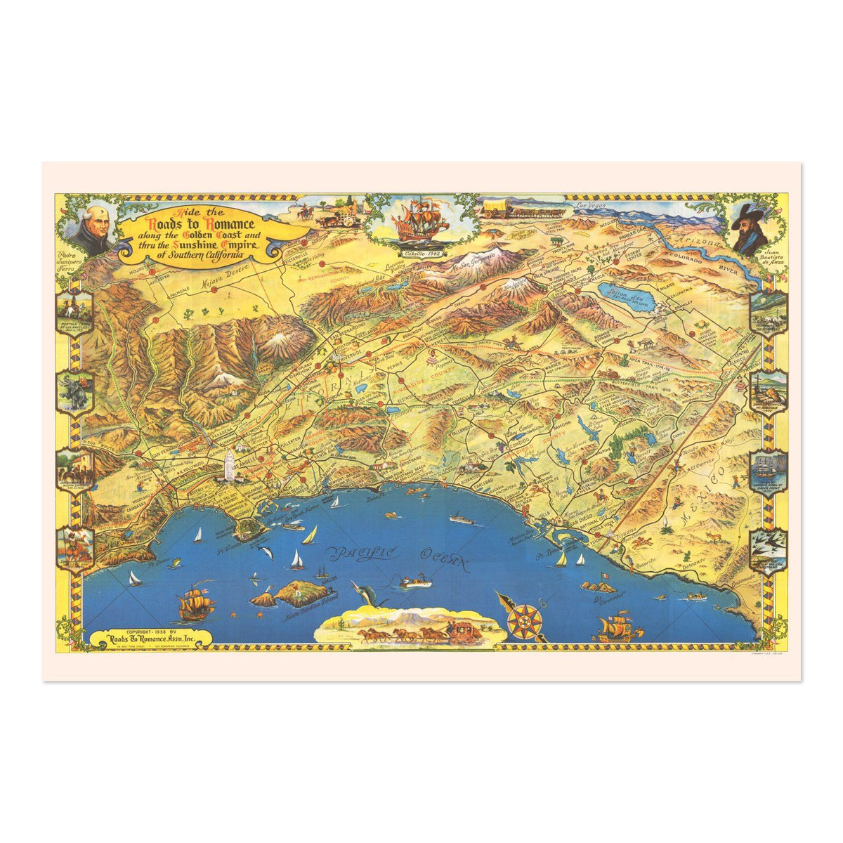 Southern California 1953 Map vintage print