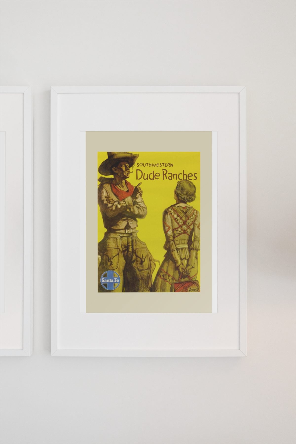 Southwestern Dude Ranches Santa Fe poster on a light wall
