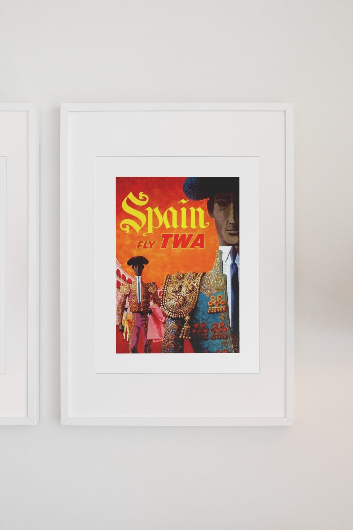 Spain Fly TWA poster on a light wall