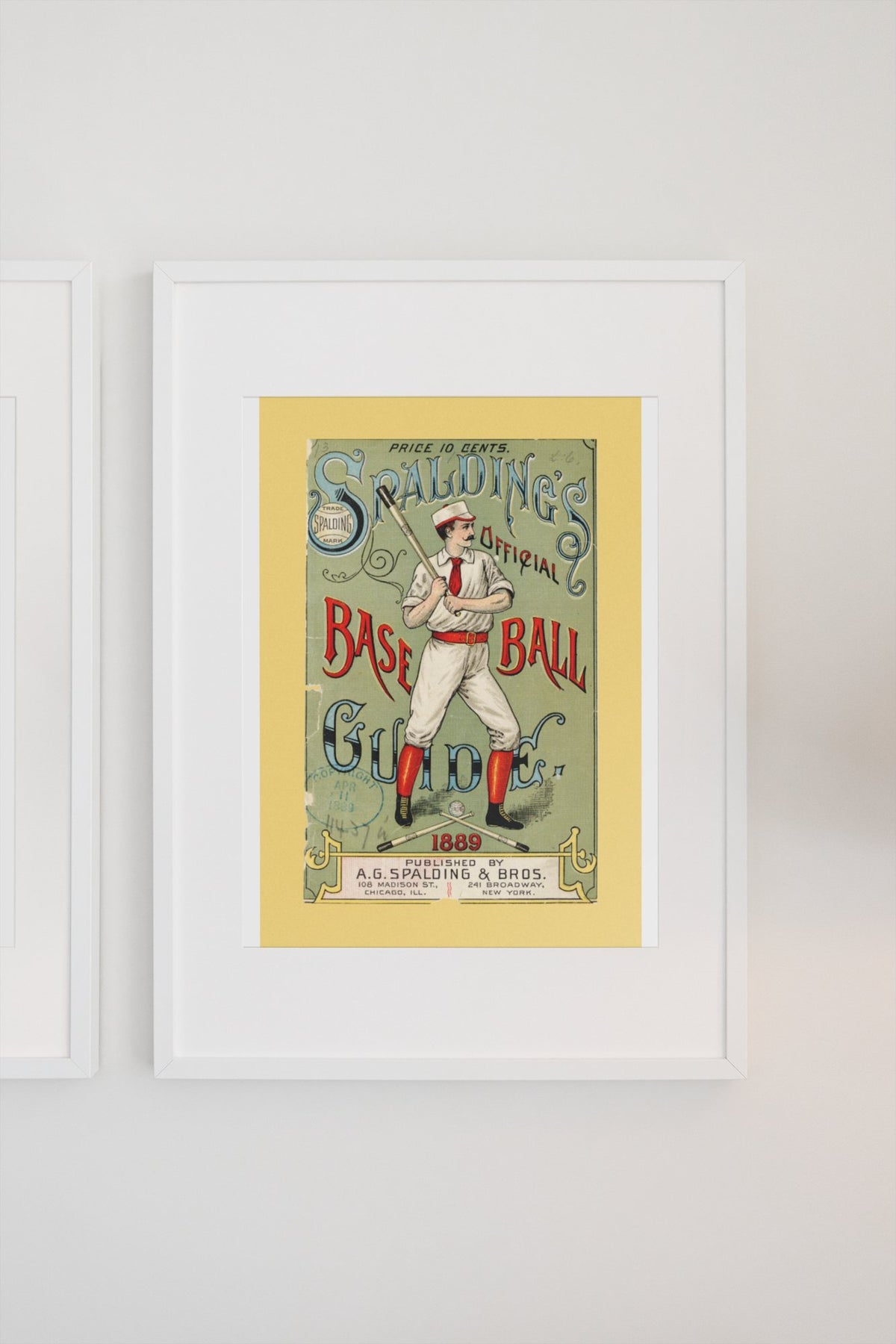 Spalding Base Ball Guide 1889 poster on a light wall