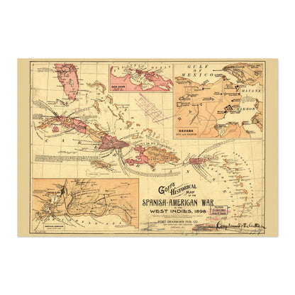 Spanish-American War 1898 Map vintage print