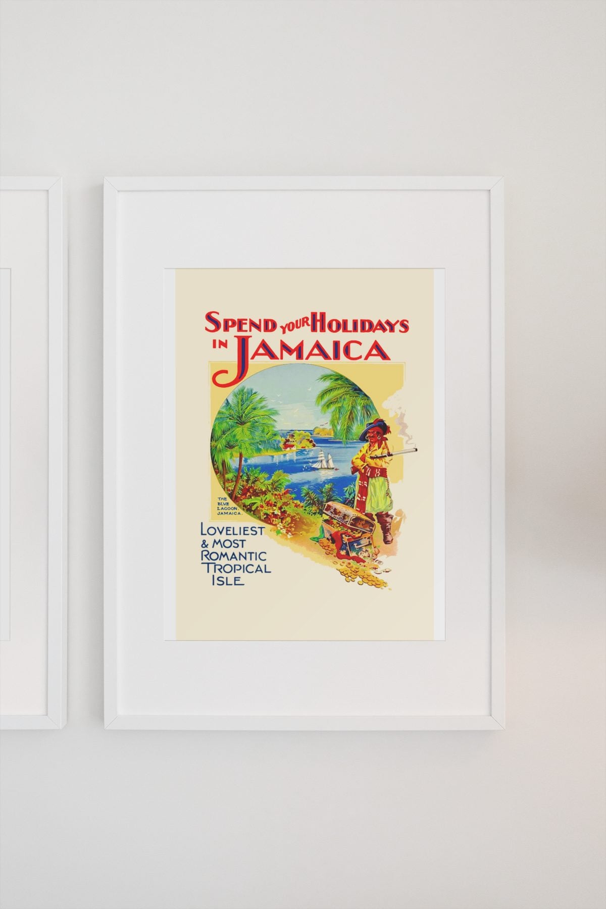 Spend Your Holidays in Jamaica poster on a light wall