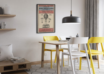 Sport Aeronautique Hot Air Balloon poster framed above a dining table