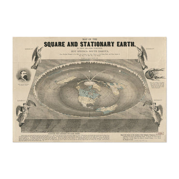 Square & Stationary Earth 1893 Map vintage print