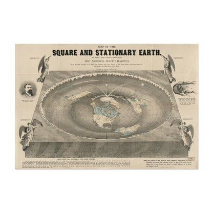 Square & Stationary Earth 1893 Map vintage print