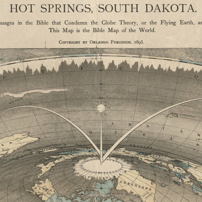 Close-up detail of the Square & Stationary Earth 1893 Map