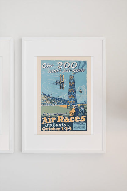 St Louis International Air Races poster on a light wall