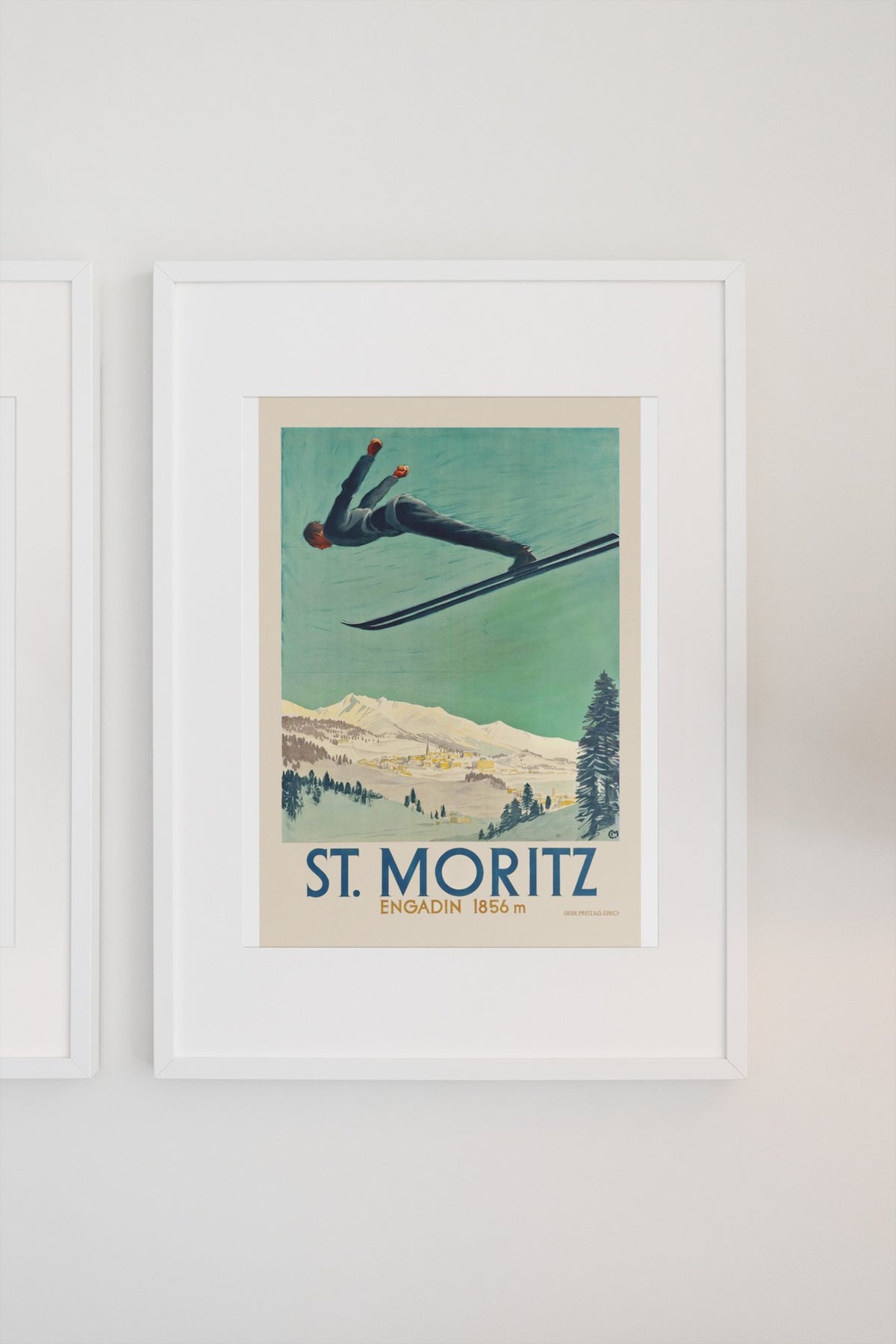 St. Moritz Engadin poster on a light wall