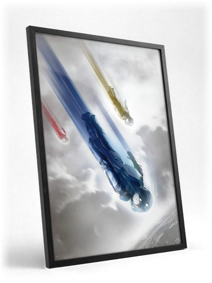 Star Trek (2009) Movie Key Art poster in a black frame with glass leaning against a wall