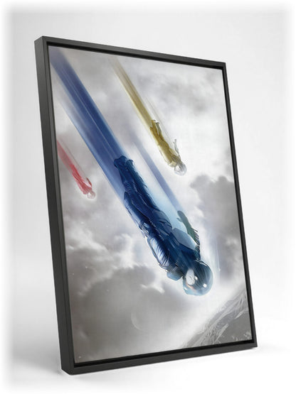 Star Trek (2009) Movie Key Art as a black floater framed canvas leaning against a wall