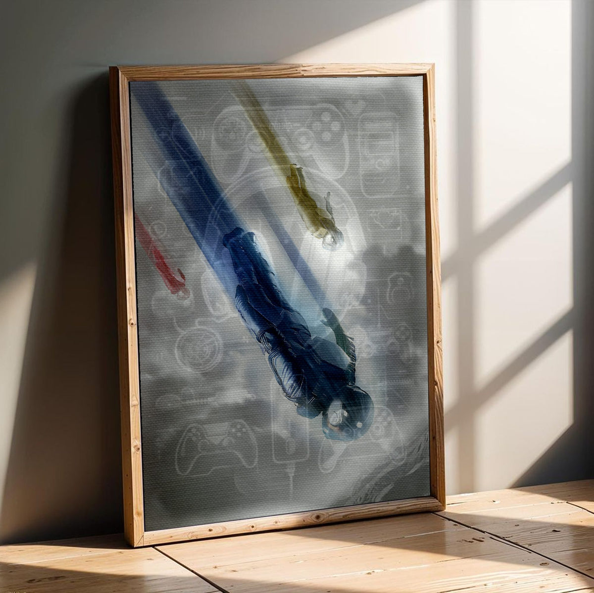 Star Trek (2009) Movie Key Art poster in an oak frame leaning on a wooden floor