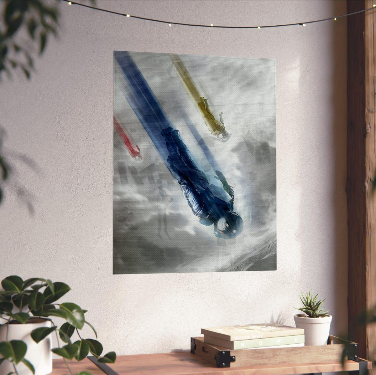 Star Trek (2009) Movie Key Art poster unframed on a white wall above a desk