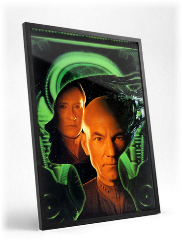 Star Trek: First Contact (1996) Movie Key Art poster in a black frame with glass leaning against a wall